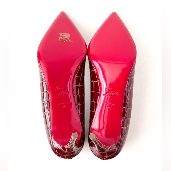 New CHRISTIAN LOUBOUTIN | Kate 85 Acajou Brown Croc Embossed Leather Pumps EU 40 - Picture 11 of 14